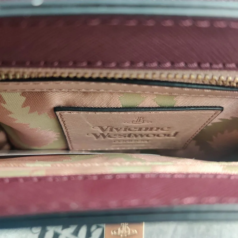 Vivienne Westwood Opio Saffiano Small Shoulder Bag in Bordeaux